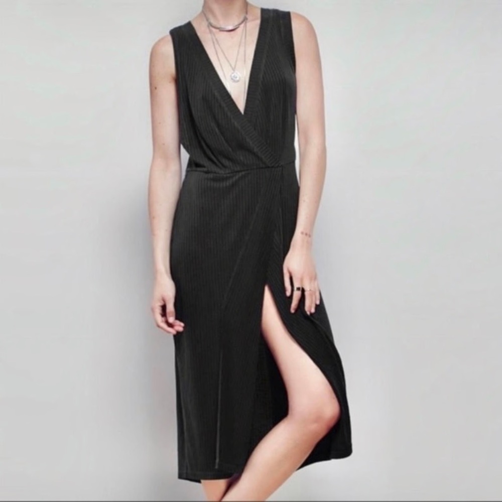 Free People Rising Sun Ribbed Wrap Dress
